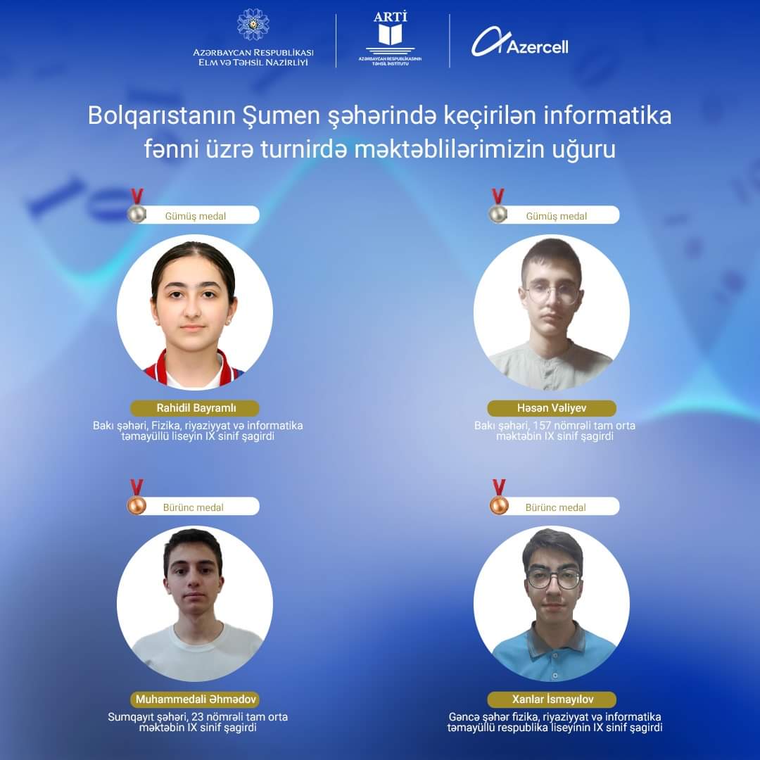 Məktəblilərimiz informatika fənni üzrə beynəlxalq turnirdə uğurla çıxış ediblər